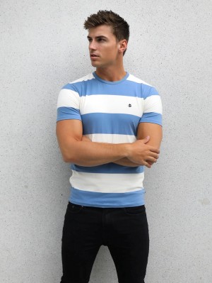 Blakely Alassio Stripe T-Shirt Azules | 527JLRUVM