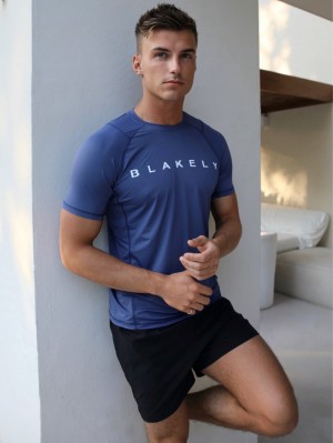 Blakely Alert Gym T-Shirt Azules | 164BTUYDW