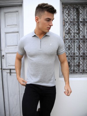 Blakely Amot Textured Polo Shirt Grises Claro | 105SLZIRQ