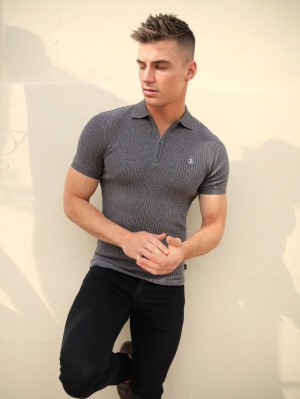 Blakely Anzi Textured Polo Charcoal | 740NWQSPO