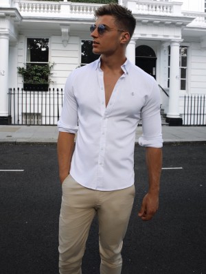 Blakely Aylsham Fitted Stretch Shirt Blancos | 584NXSPCY