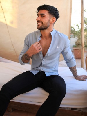 Blakely Berkane Linen Shirt Azules | 179KNLIXP