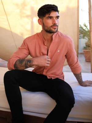 Blakely Berkane Linen Shirt Terracotta | 951GPFHWE