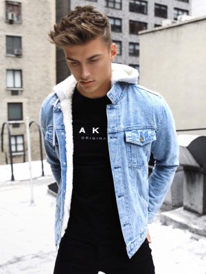 Blakely Camden Hooded Denim Jacket Azules Claro | 087VWBRQJ