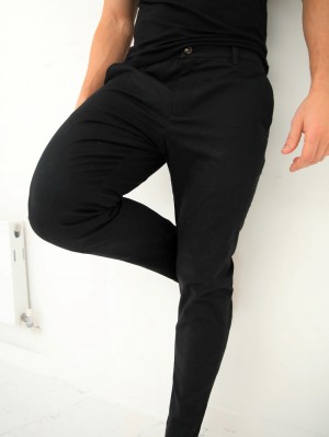 Blakely Cavill Slim Fit Tailored Chinos Negros | 249VOZWIN