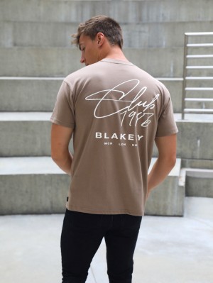 Blakely Club Relaxed T-Shirt Marrom | 082DGNOHI