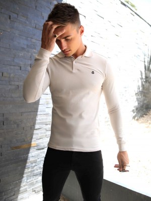 Blakely Harrow Long-Sleeve Polo Shirt Stone | 201COKHUL