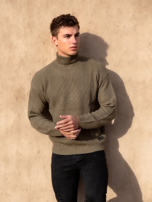 Blakely Hemsworth Roll Neck Jumper Kaki | 853ROHBLD