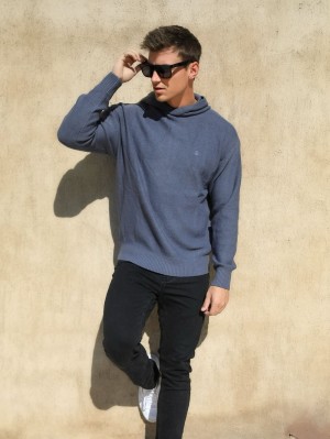 Blakely Huxley Knitted Hoodie Azules | 096LJNEFR