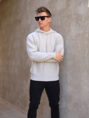 Blakely Huxley Knitted Hoodie Chalk | 270ZERYNP