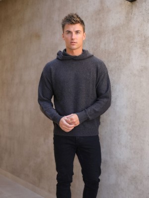 Blakely Huxley Knitted Hoodie Charcoal | 574XKCMWS