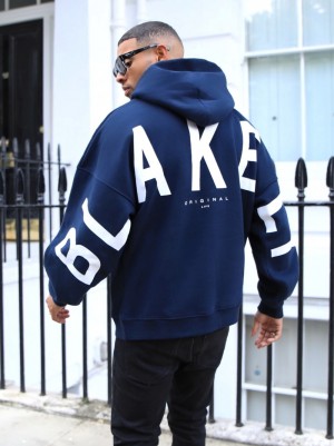 Blakely Idris Oversized Hoodie Azul Marino Azules | 652FYTDWS