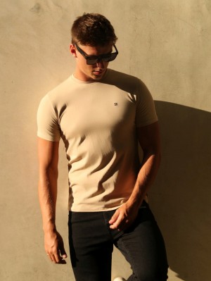 Blakely Initial T-Shirt Tan | 790HGOECX
