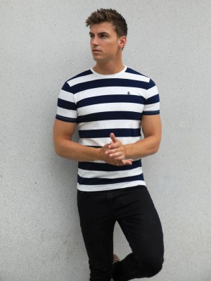 Blakely Loano Stripe T-Shirt Azul Marino | 279NJXKGV
