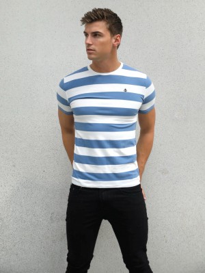 Blakely Loano Stripe T-Shirt Azules | 042DKJZLN