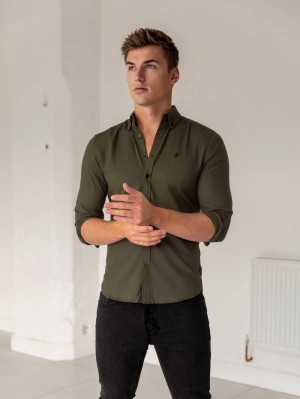 Blakely Loreto Fitted Stretch Shirt Kaki Verdes | 125YVFEOI