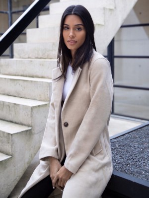 Blakely Mabel Tailored Longline Coat Chalk | 621ZILBWM