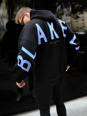 Blakely Members Idris Oversized Hoodie Negros Azules | 043WXEHPD