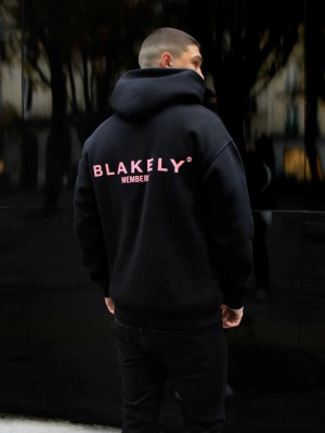 Blakely Members Relaxed Hoodie Negros Rosas | 418QKEFBM