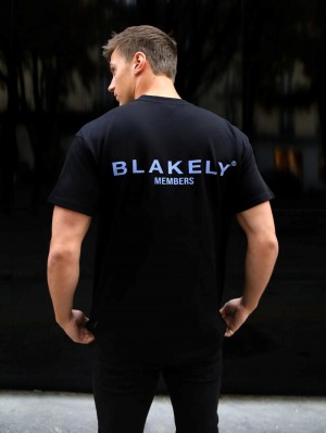 Blakely Members Relaxed T-Shirt Negros Azules | 869SYIGKQ