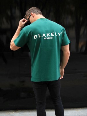 Blakely Members Relaxed T-Shirt Verdes Oscuro | 067QPHWOD