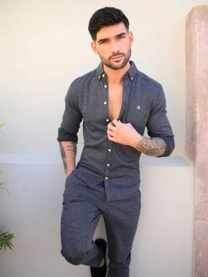 Blakely Midar Check Shirt Grises Oscuro | 710SFGODM