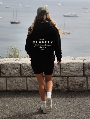 Blakely Monaco Women's Relaxed Hoodie Negros | 634FDZCWV
