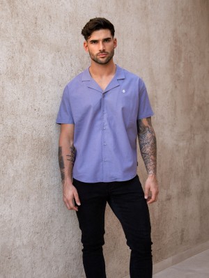 Blakely Nador Open Collared Shirt Azules | 394IBHOFP