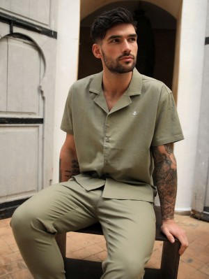 Blakely Nador Open Collared Shirt Kaki | 167ALWQRS