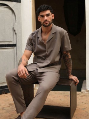 Blakely Nador Open Collared Shirt Marrom | 896XAFKJG