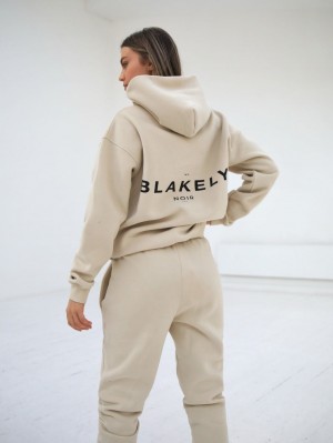 Blakely Noir II Women's Relaxed Hoodie Beige | 514NPIYZF