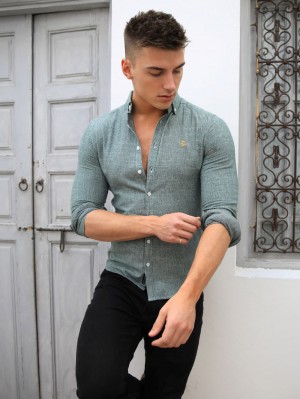 Blakely Odessa Pinstripe Shirt Verdes | 643XCBROY