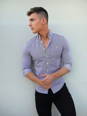 Blakely Pesaro Pinstripe Shirt Vino | 019SPZDJY