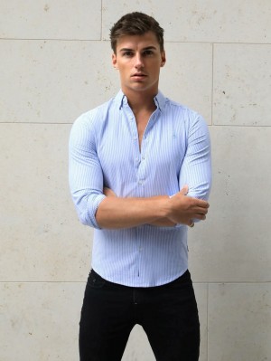 Blakely Portofino Pinstripe Shirt Azules | 257ZUIQJM