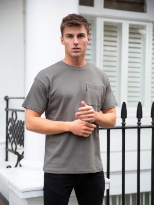 Blakely Relaxed Pocket T-Shirt Charcoal | 594CBMZJO