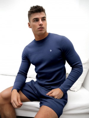Blakely Riad Knitted Long Sleeve T-Shirt Azules | 951VSUGIX