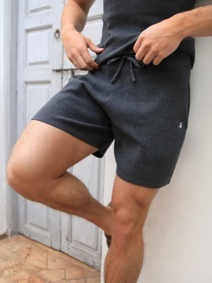 Blakely Riad Knitted Shorts Charcoal | 574PQZBNS