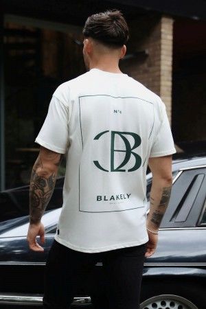 Blakely Riviera Initial Relaxed T-Shirt Ivory | 721KAZOPL