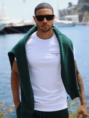 Blakely Riviera Initial T-Shirt Blancos | 209RWSEBV