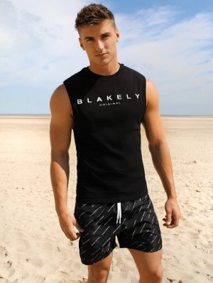 Blakely Roca Beach Sleeveless Tee Negros | 647CEBWUS