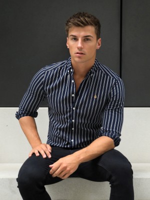 Blakely Savona Stripe Shirt Azul Marino | 061NQUCLX