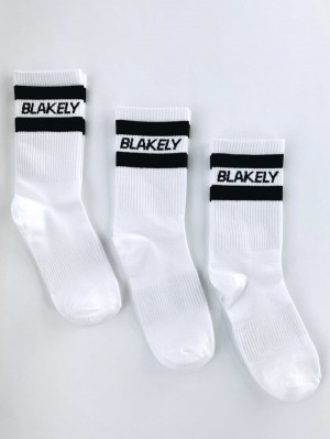 Blakely Signature Socks 3 Pack Blancos | 056AHVQKR