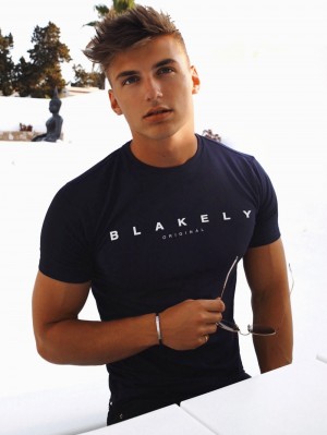 Blakely Stockbridge T-Shirt Azul Marino | 096RSLPBO