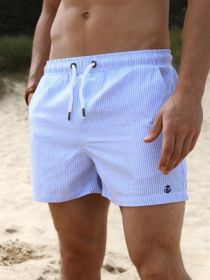 Blakely Striped Swim Shorts Azules Claro | 673AZTEKW
