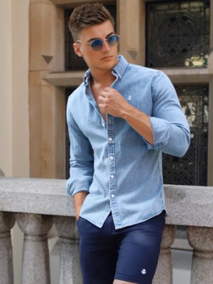 Blakely Sutton Denim Shirt Azules | 432YFVSDN