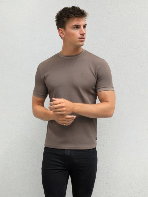 Blakely Toulon Textured T-Shirt Marrom | 205FQDYPT