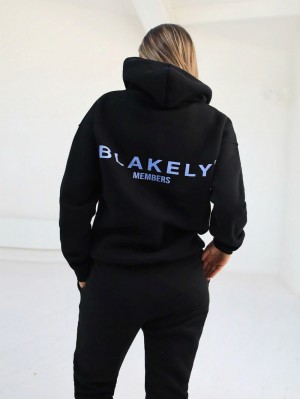 Blakely Women's Members Relaxed Hoodie Negros Azules | 065WIEVFN