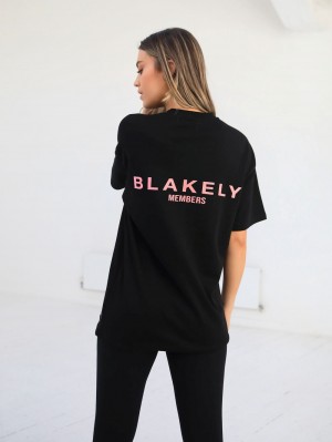Blakely Womens Members Relaxed T-Shirt Negros Rosas | 756YEANKQ